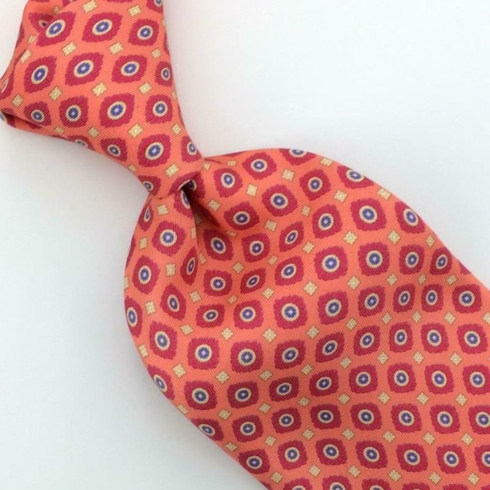 Stefano Ricci For Bijan Tie Italy Orange Medallion